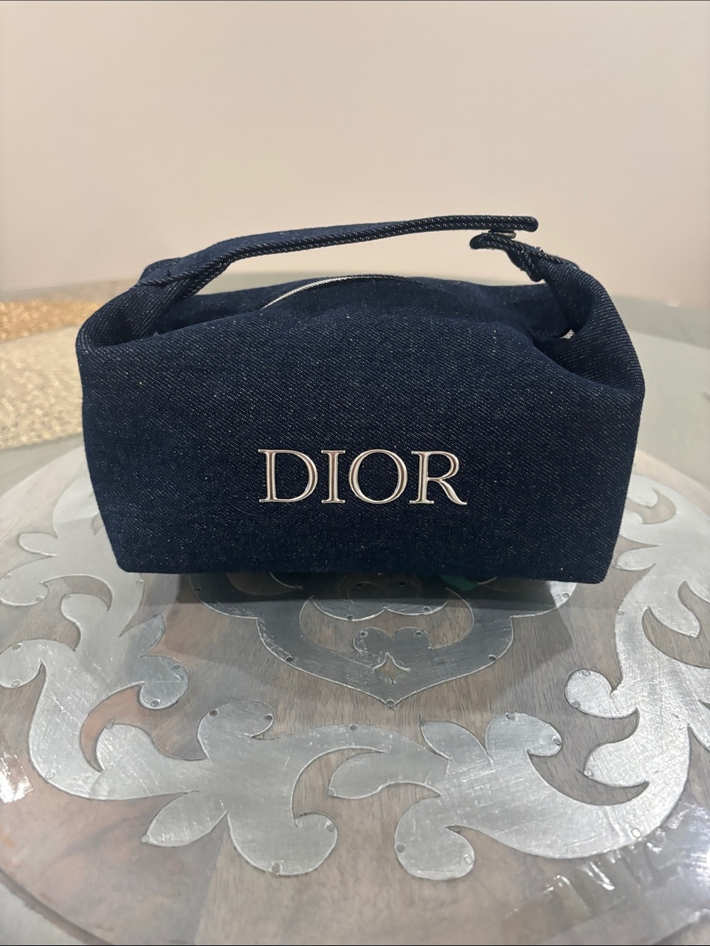 Dior Denim Toiletry Pouch with Top Handle- Brand new